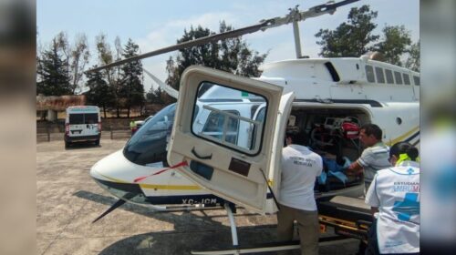 Trasladan en helicóptero a mujer en labor de parto